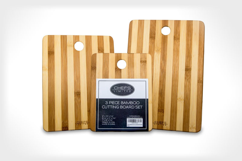 Chefs Limited 3 Piece Bamboo Cutting Board Set with Handle